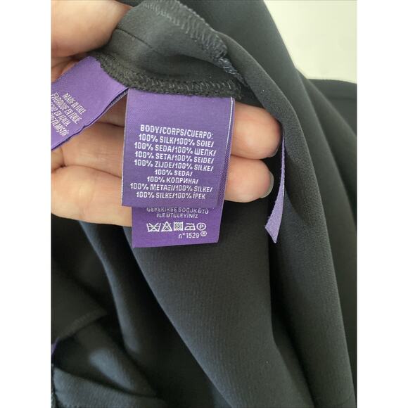Ralph Lauren Purple Label Womens 6 Black Straight Leg Silk Pants Made in Italy - Picture 6 of 7